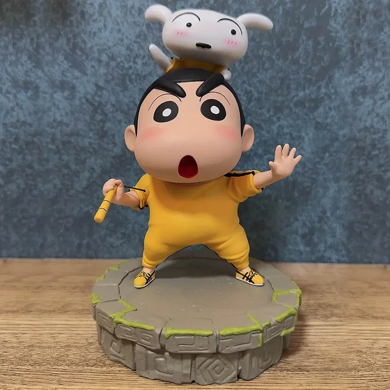 Kung Fu Crayon Shin-chan Anime Figure Lee Xiaolong Xiaoxin Figure Ornaments Martial Arts Crayon Shin-chan Desktop Ornaments