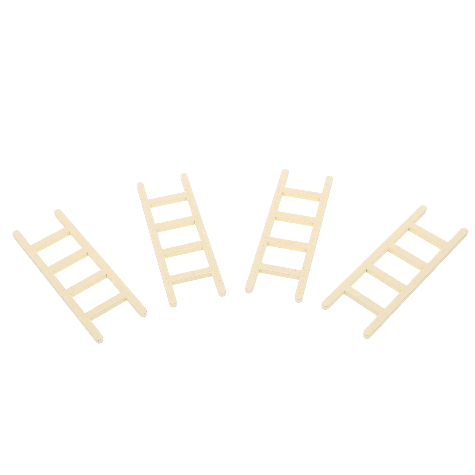 4 Pcs Dollhouse Furniture Accessorie Mini Ladder Decor Desktop Railing Wood Wooden