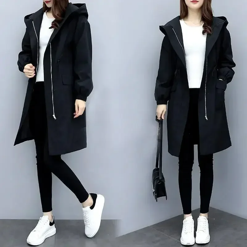 

Fleece Thickened Trench Coat Women's Medium and Long Coat Women's Autumn and Winter 2025 Hooded Cotton-padded Clothes Student