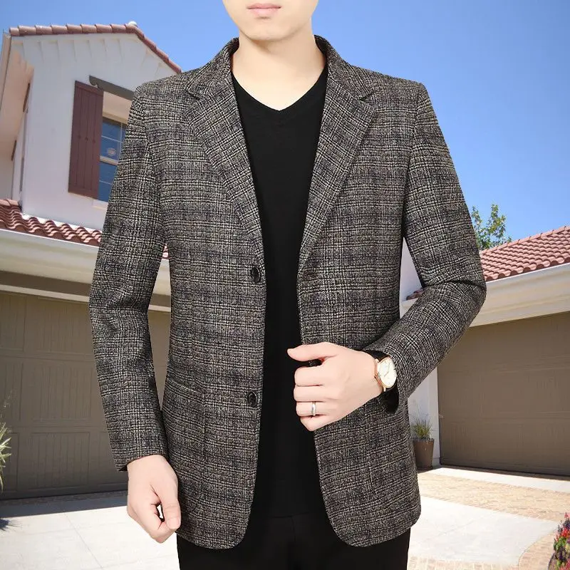 رجال الأعمال البدلة الستر منقوشة معطف بسيط الصدر الذكور السترة الأصلي الكلاسيكية خمر الملابس الفاخرة مصمم الملابس الرجالية #2