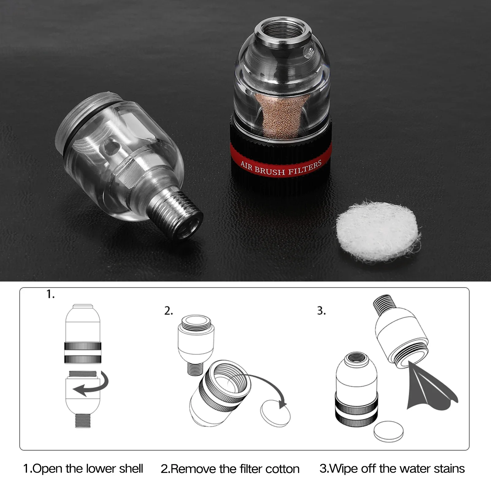 Nasedal Professional Airbrush Air Filter Tail Water Air Separator Strainer Airbrush Spray Gun Accessories 1/8 Interface