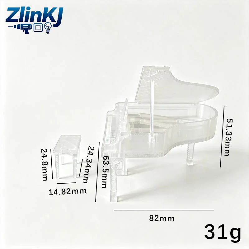 Transparent Miniature Piano Chair Ornament Kit 1/12 Scale Dollhouse Simulation Model for Dollhouse Decoration Gifts