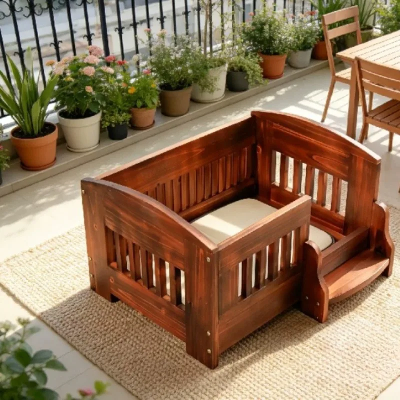 Solid Wood Dog Bed Moisture-proof Comfortable Durable Kennel Vintage Breathable Four Seasons Universal Pet Nest Pets Products