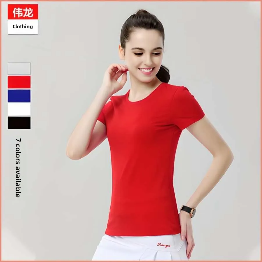 レディース コットン Tシャツ 夏 ストレッチ Oネック 子供用 ベースレイヤー プリント アイスセンセーション ショルダー袖 ユース 人気 日常着