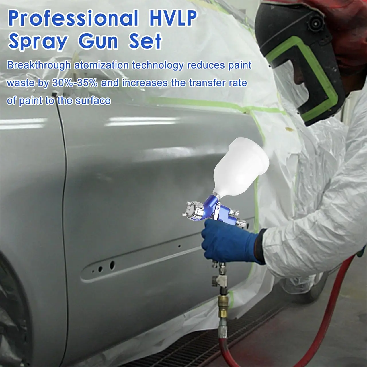 Gt Gravity Spray Gun, Equipped With Blue Nozzle And Mixed Glass Water-Based Air Paint Spray Gun