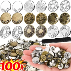 10/100Pcs Jeans Buttons Replacement No Sewing Buttons Adjustable Waist Tightener Repair Kits Pants Pins DIY Sewing Accessories