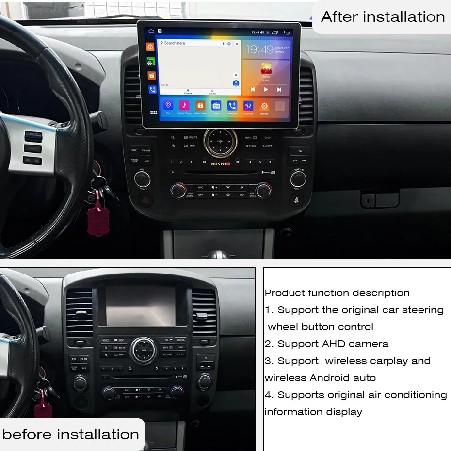 For Nissan Navara D40 Pathfinder R51 2008-2015 11.5 Inch 2K Screen QLED 8Core 8+256G Car Multimedia Player Stereo Radio