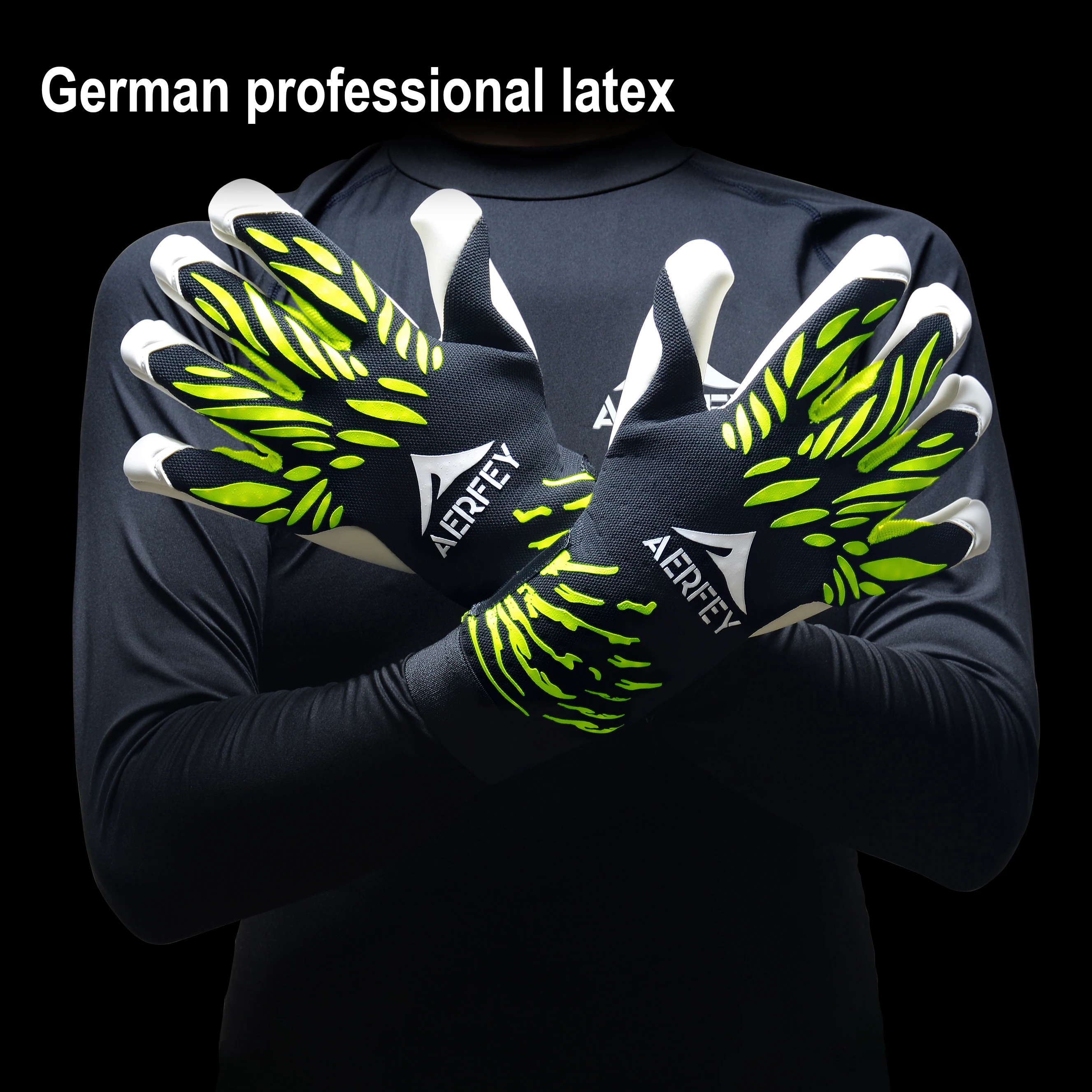 AERFEY Professional football goalkeeper gloves 4mm German water soft latex half finger tube reverse bag inner seam cutting desig