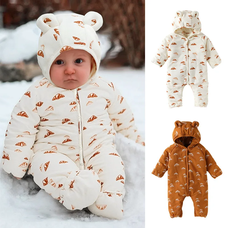 

Baby Cotton Coat 2025 Winter New Cartoon Fashion Warm Hooded Jacket With Cotton Clip For Infants And Toddlers Crawling Clothes