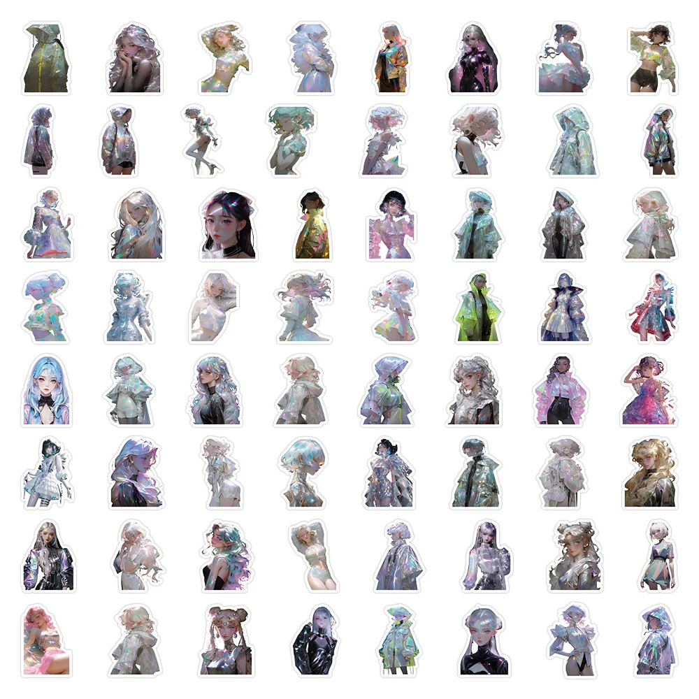 10/30/50pcs Laser Anime Girl Stickers Aesthetic Waterproof Graffiti Skateboard Laptop Motorcycle Cool Stickers Kids Decals Toys