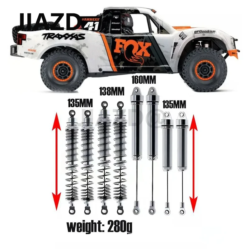 

8Pcs Aluminum Alloy Front Rear Oil Hydraulic Shock Absorber 135/138/160mm for RC Car Traxxas 1/7 UDR Unlimited Desert Racer