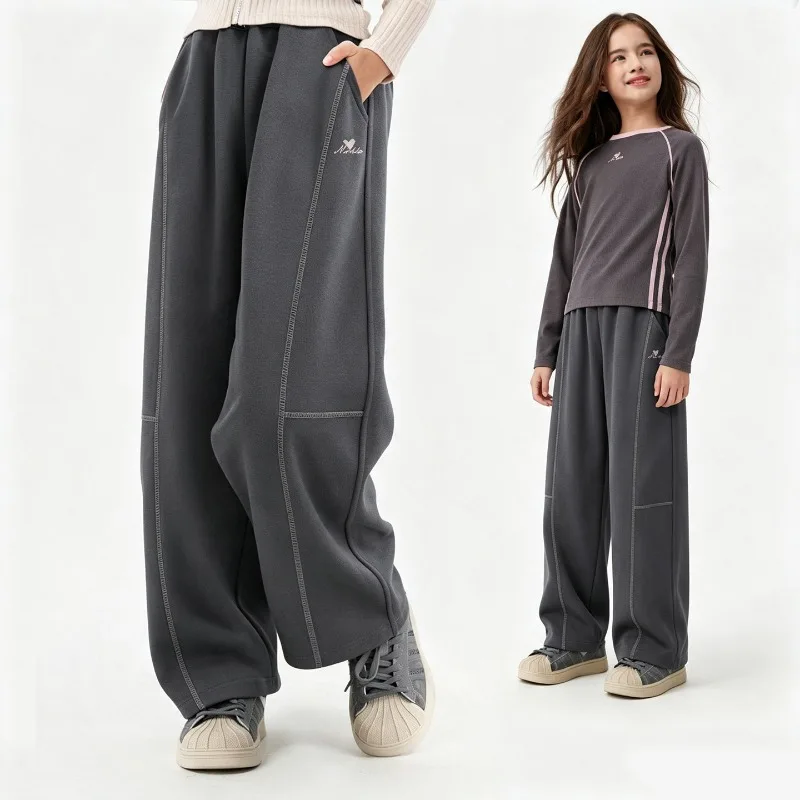 UNITIM 2026 Herbst 4-16 Jahre Mädchen Sporthose Lose Kinder Mädchen Gerade Hose Elastischer Bund Junge Teenager Mädchen Jogginghose – Detail 8
