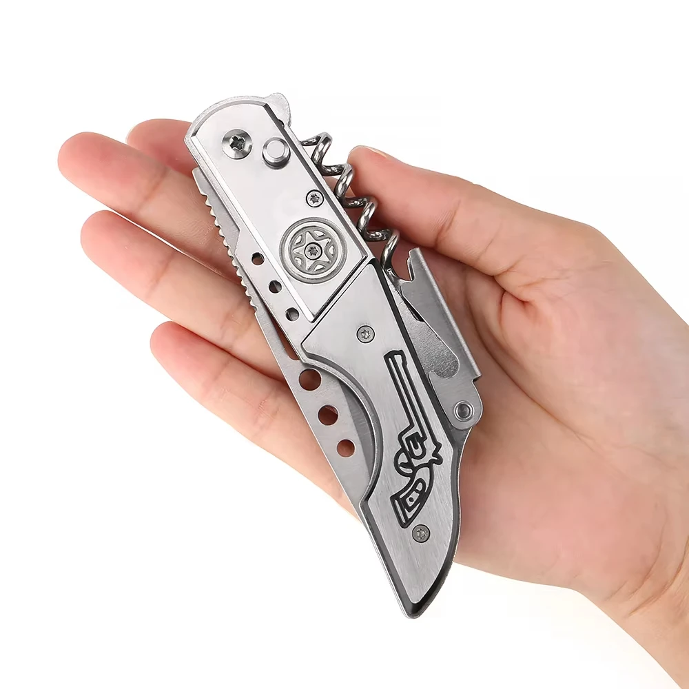 

Stainless Steel Multifunctional Folding Knife - Household Paring Knife with Wine Corkscrew, Fruit Knife, and Universal Design