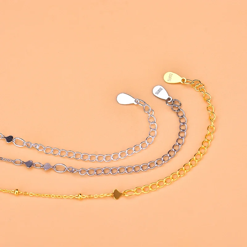 S925 sterling silver O chain stitching heart bead chain Europe and the United States fashion popular necklace women