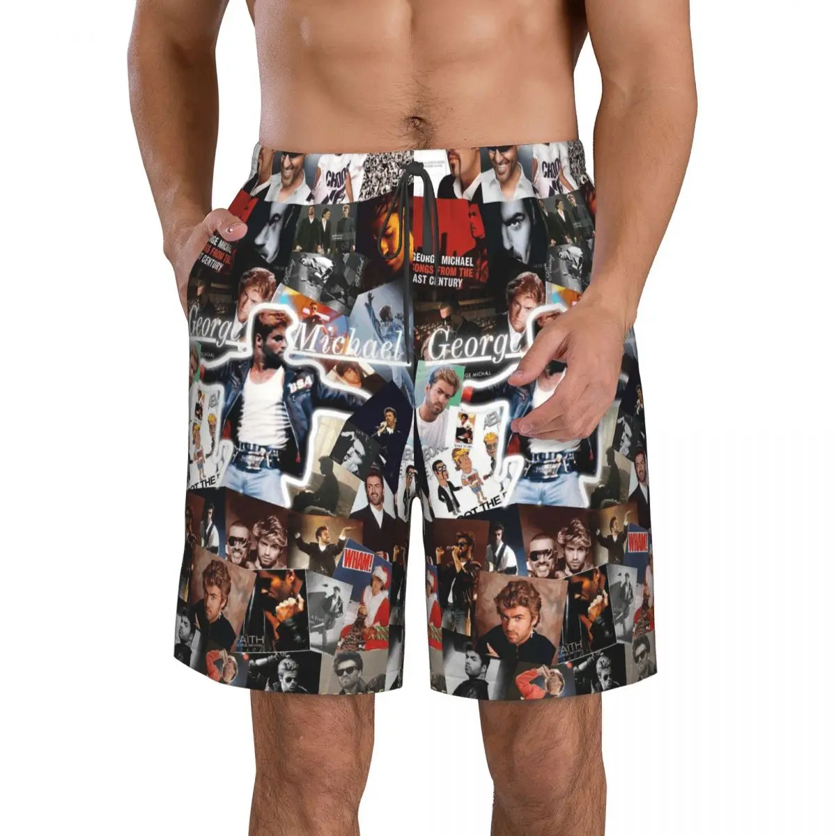 

George Michael Trunks Beach Board Shorts Casual Quick Dry Swim Summer Men Pants