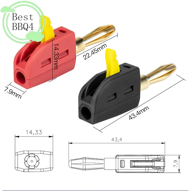 (BBQ4)Portable 32A 4mm Banana Plug High Current Quick Connect Gold-Plated Banana Connectors Audio Copper Speakers Amplifier