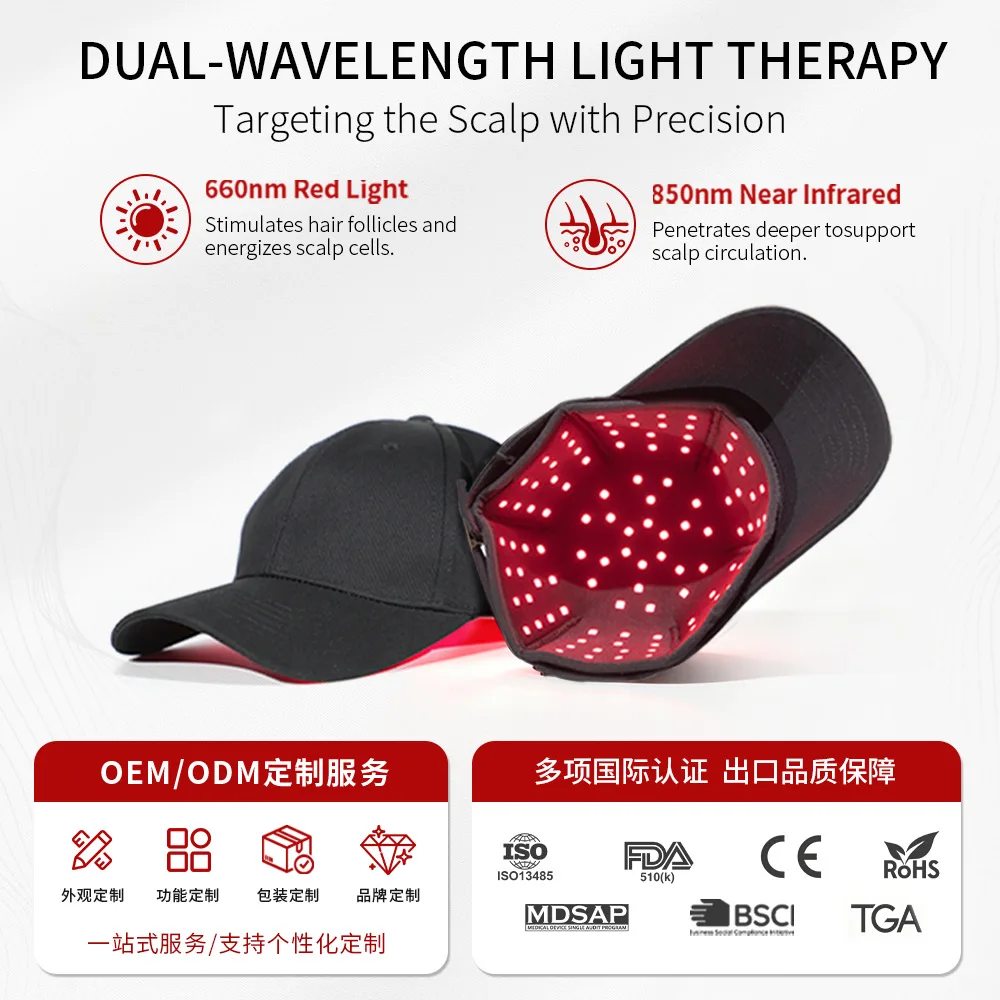 TikTok Popular Red Light Hair Care Cap Private Printing LOGO Home Portable LED Infrared Light Hair Care Hair Care Instrument