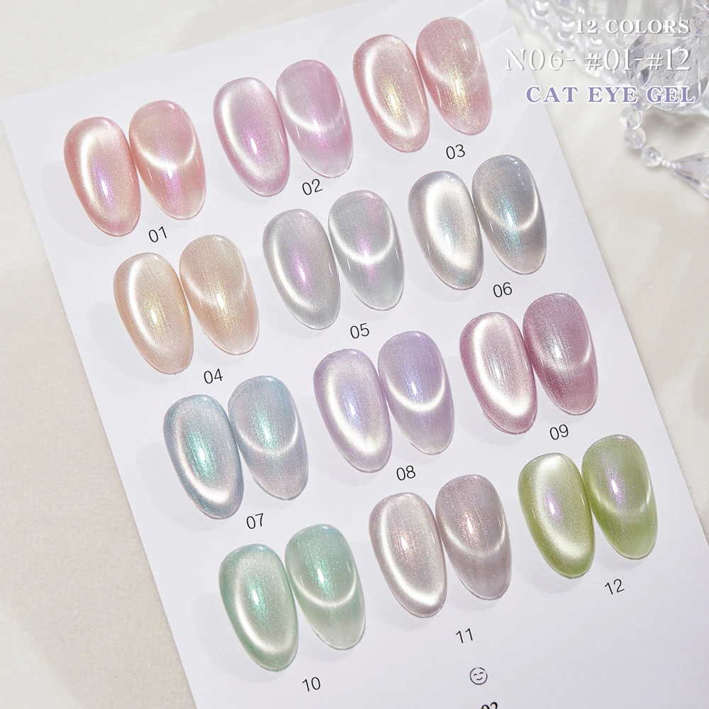 Vendeeni 12 Farben/Set Kristall-Katzenaugen-Gel-Nagellack Magnetischer UV-Soak-Off-Gel-Lack Rot Lila Neon-Katzenaugen-Gel mit Display – Detail 26