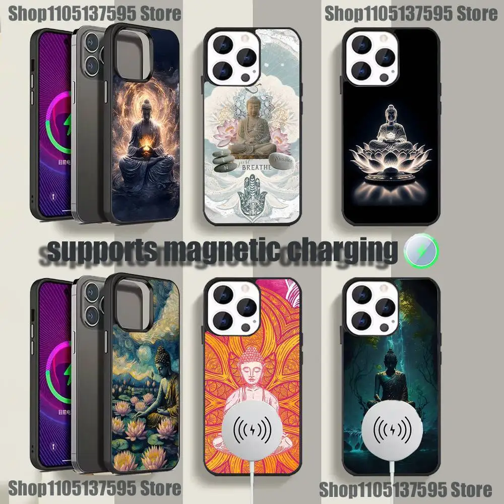 

Чехол для телефона B-Buddha Art Pattern для iPhone 17,16,15,14,13,12,11,Pro,Max,Plus,Mini,SE4,E с магнитной беспроводной зарядкой Magsafe