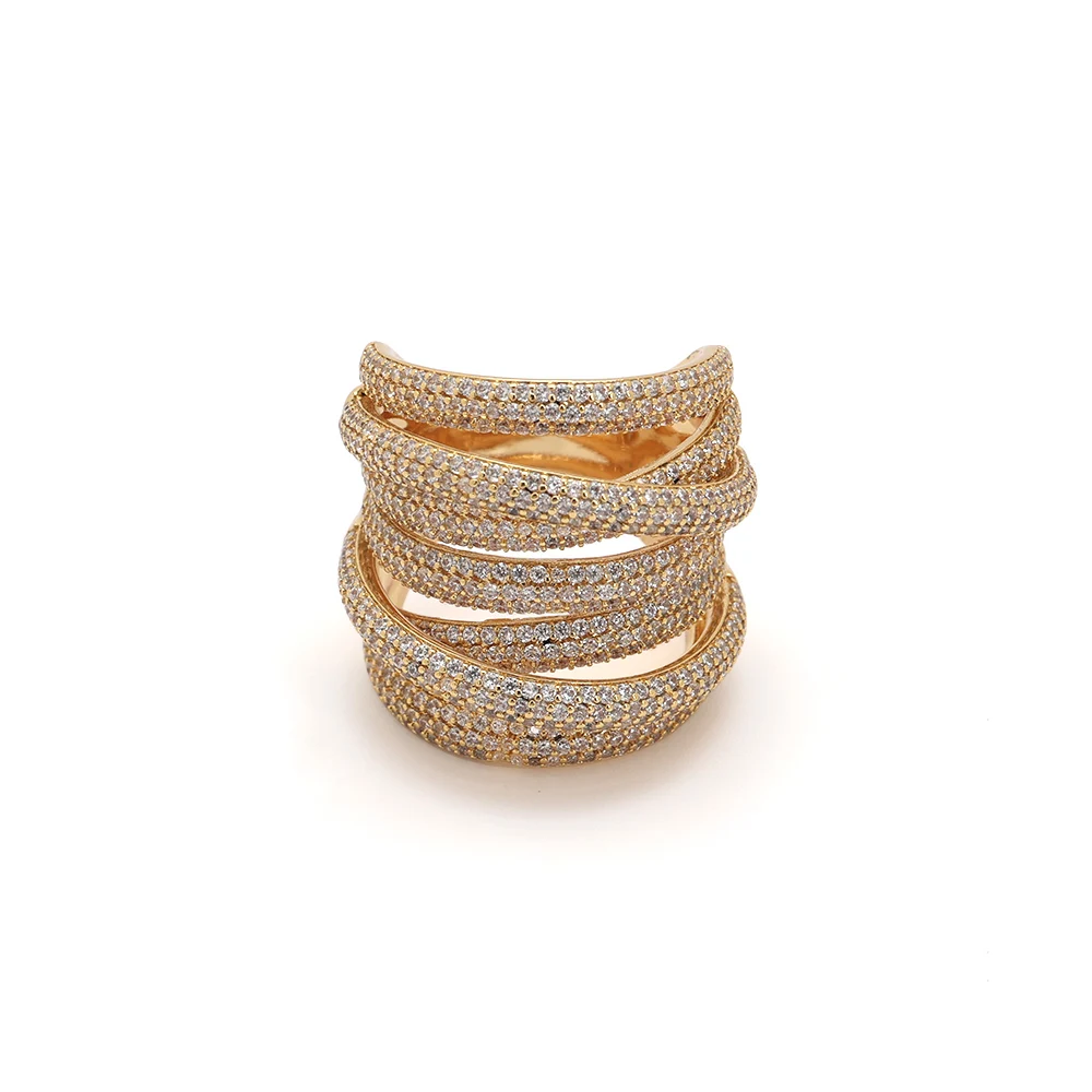 럭셔리 여성 반지 AAA 큐빅 지르코니아 반짝이 크리스탈 멀티 레이어 디자인 패션 주얼리, 웨딩 파티 데이트 선물