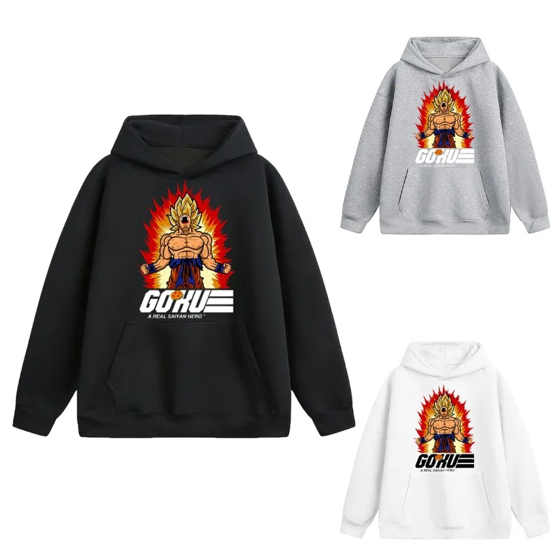 

Dragon Ball Z Super Saiyan Goku "A Real Saiyan Hero" Print Hoodie Casual Comfortable Sweatshirt with Hood for Fans ＆ Daily Wear
