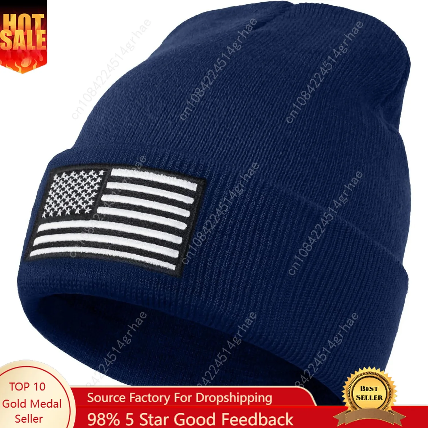 

American Flag Embroidered Beanie Winter Hat for Men Women, Multi-Season Military Tactical Gear Police Army Winter Warm Hat