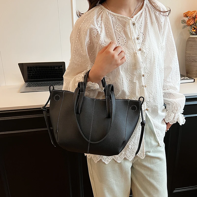 MOODS Branded Underarm Shoulder Bags For Women 2024 Latest Luxury Designer Handbags Soft PU Leather Large Capacity Shopping Tote