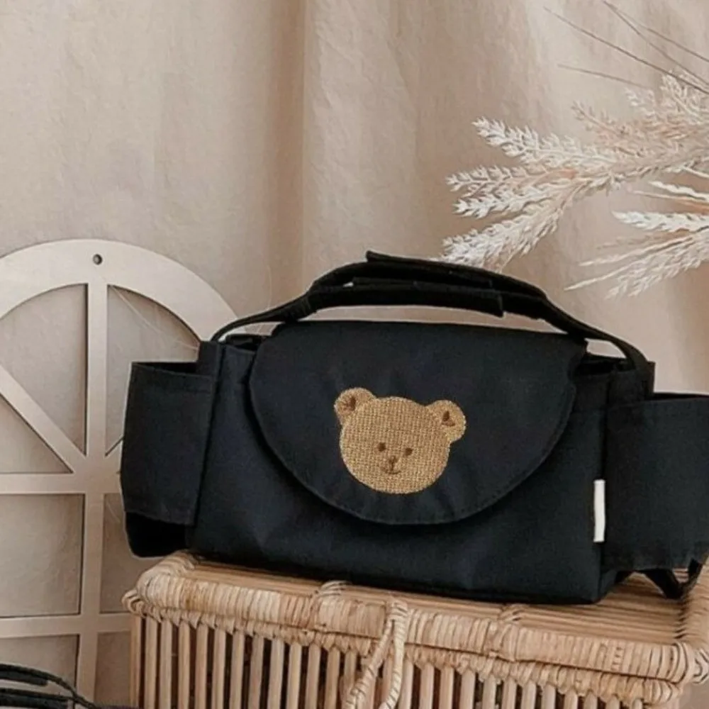 Cute Cartoon Stroller Organizer Bag Bear Cloth Stroller Hanging Bag Large Capacity Mommy Bag Baby Stroller Bag Outdoor