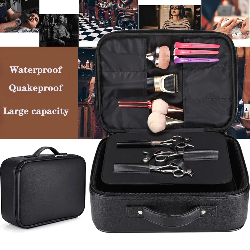 NEW Barber Hair Scissor Salon Tool Bag Black Hairdressing Tools Large Capacity Storage Box Portable Hard Suitcase