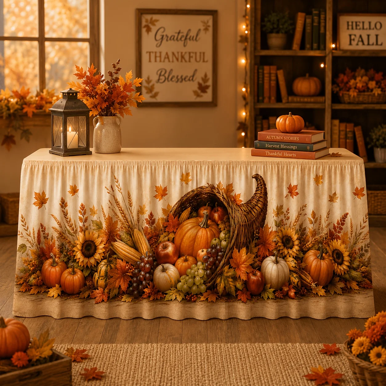 Table skirt / tableskirt - 1 piece table cover table skirt Abundance Point Pumpkin Sunflower Maple Leafzyc
