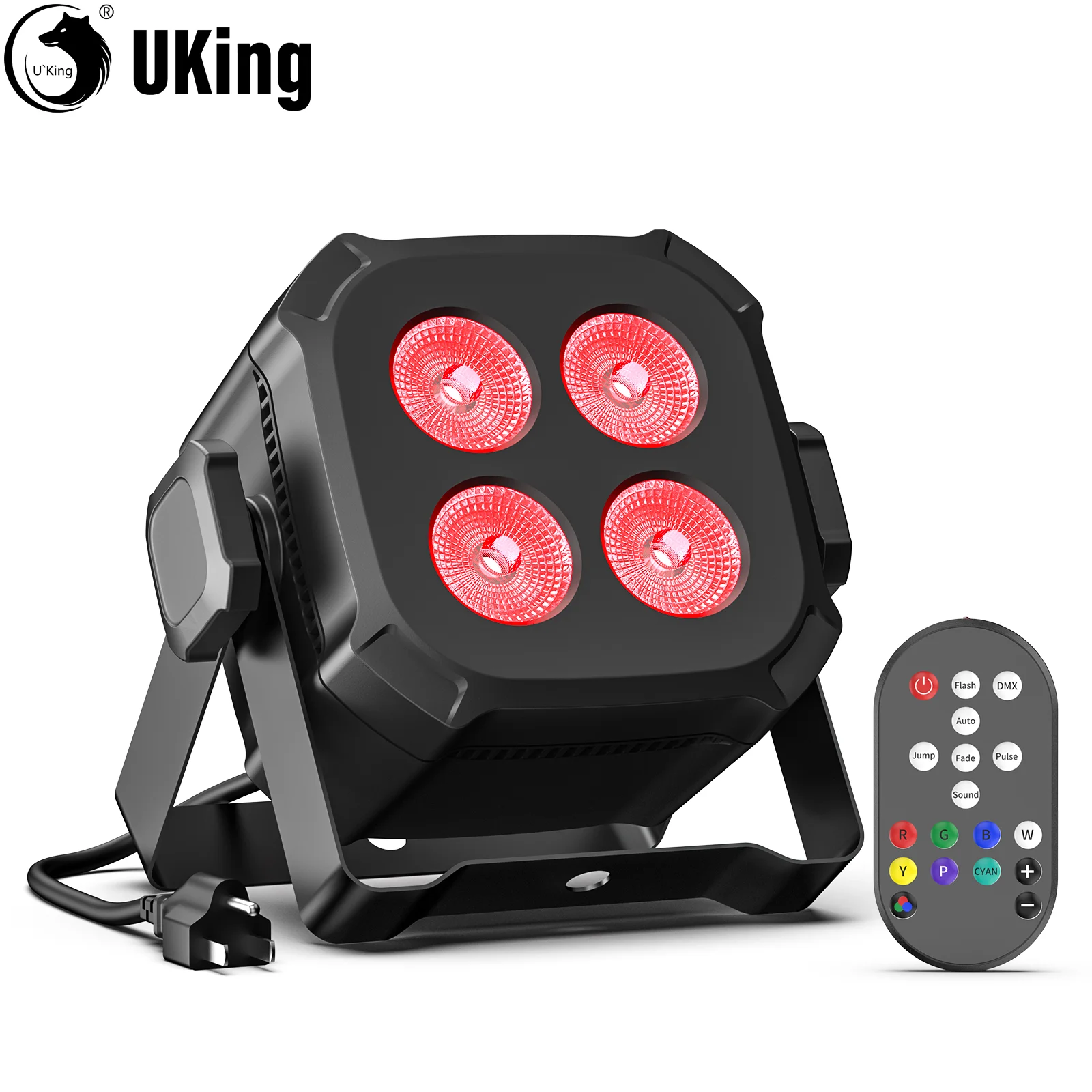 

U'King 1/2Pcs 4X8W LED Square Par Light RGBWYP+CYAN Stage Lights Remote&DMX Controlled DJ Light For Wedding Party Bar Club Disco