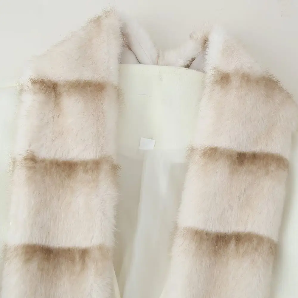 

JNLEAOG Faionable Long Woolen Coat with Fur Collar Autumn New Sle Women's Clothing Street Sle Polyester Fiber