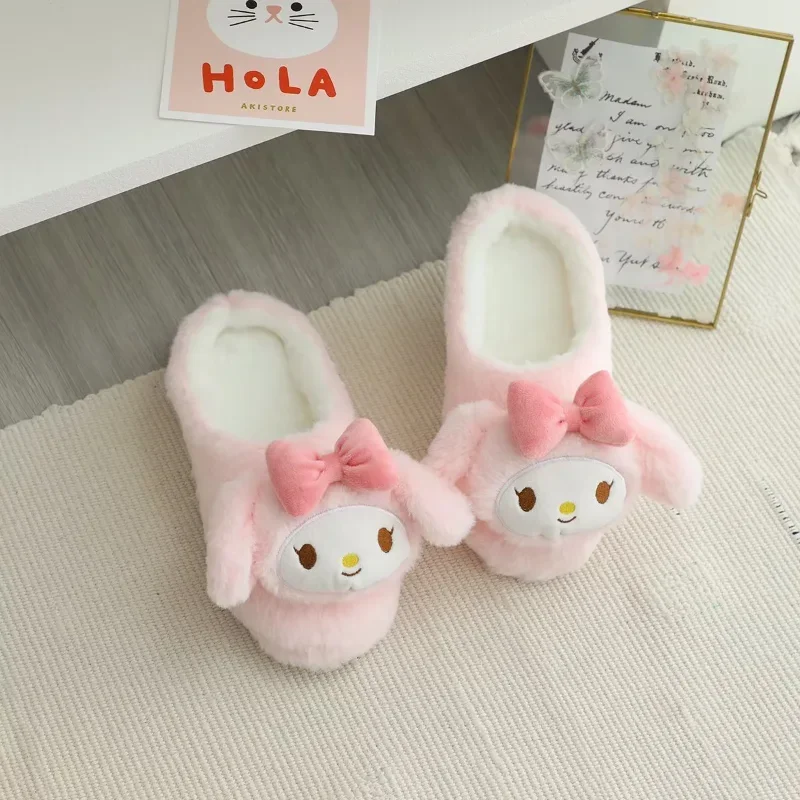 Sanrio Plush Slippers Hello Kittys Gudetama Cute Student Autumn Winter Bedroom Soft Padded Plush Bedroom Aldult Shoes Girls Xmas