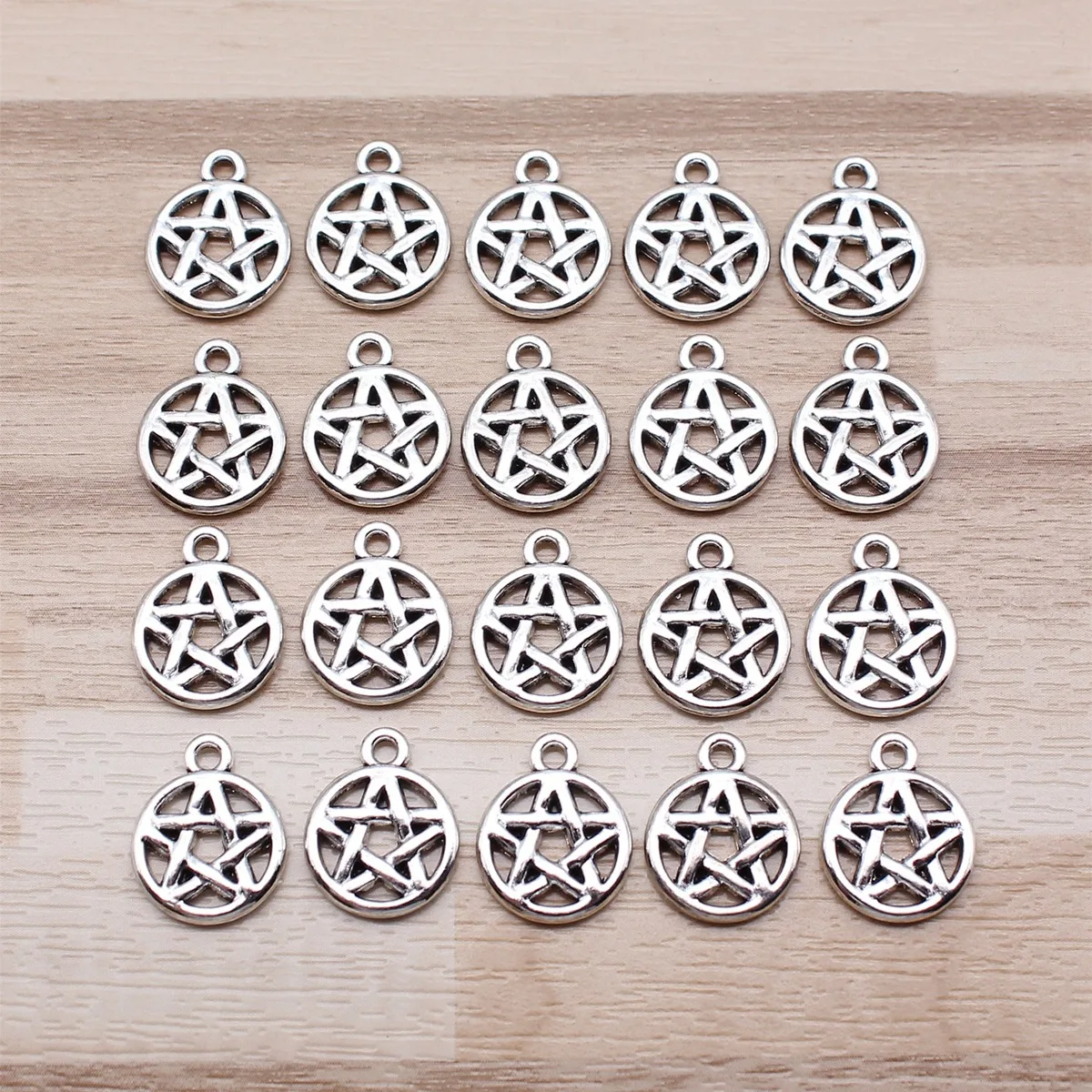 IFOCUS 20pcs/Lot Pentagram Charms For DIY Jewelry Making Zinc Alloy 16x12mm/0.63x0.47inch