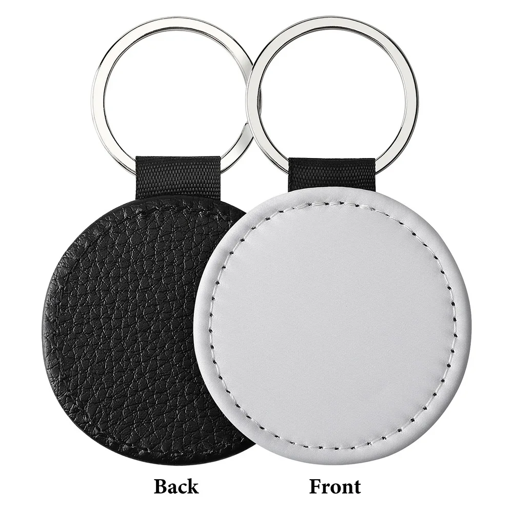 Porte-clés vierges pour sublimation DIY en cuir PU, rectangulaires, pour transfert thermique, avec motif cœur créatif, double face, pour étiquettes d'identification
