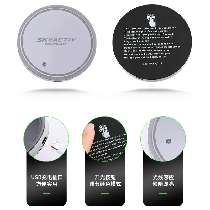 شعار السيارة 7 ألوان كأس الماء كوستر حامل اللون المزاج ضوء ل SKYACTIV مازدا Axela 2 3 CX6 CX-5 CX4 CX30 CX8 CX9