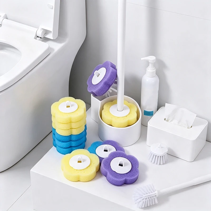 Toilettenbürste mit Einweg-Ersatzkopf-Sets, Toilettenbürste mit Halter für die Haushaltsreinigung, Badezimmerzubehör mit langem Griff