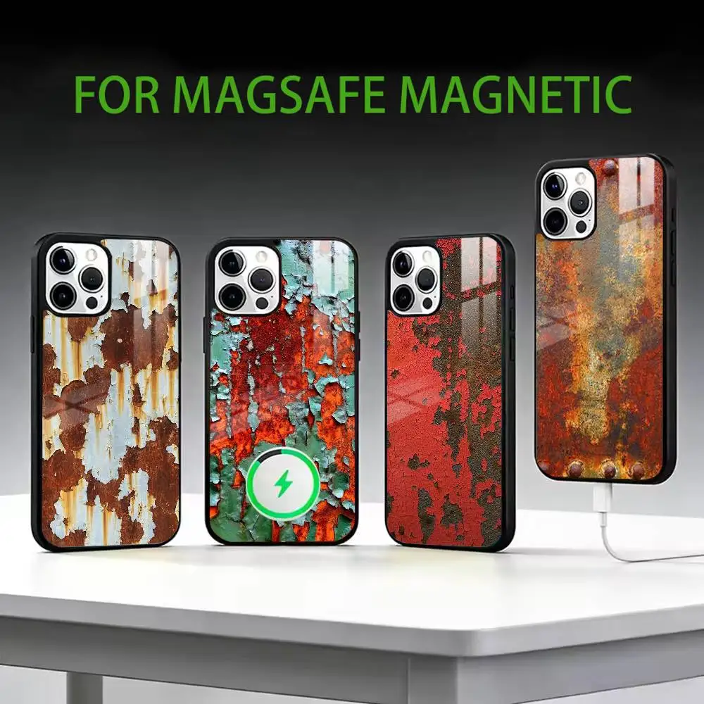 

Retro Rust D-Design Phone Case For iPhone17,16,15,14,13,12,11 Plus,Pro Max Magnetic For Magsafe Wireless Charging