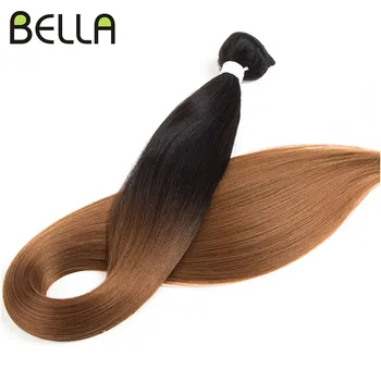 Bella synthetische Haar bündel 36 Zoll gerade Haar verlängerungen 130g Ombre Blondine schwarze Farbe Bio synthetisches Haar weben Pferdes chwanz