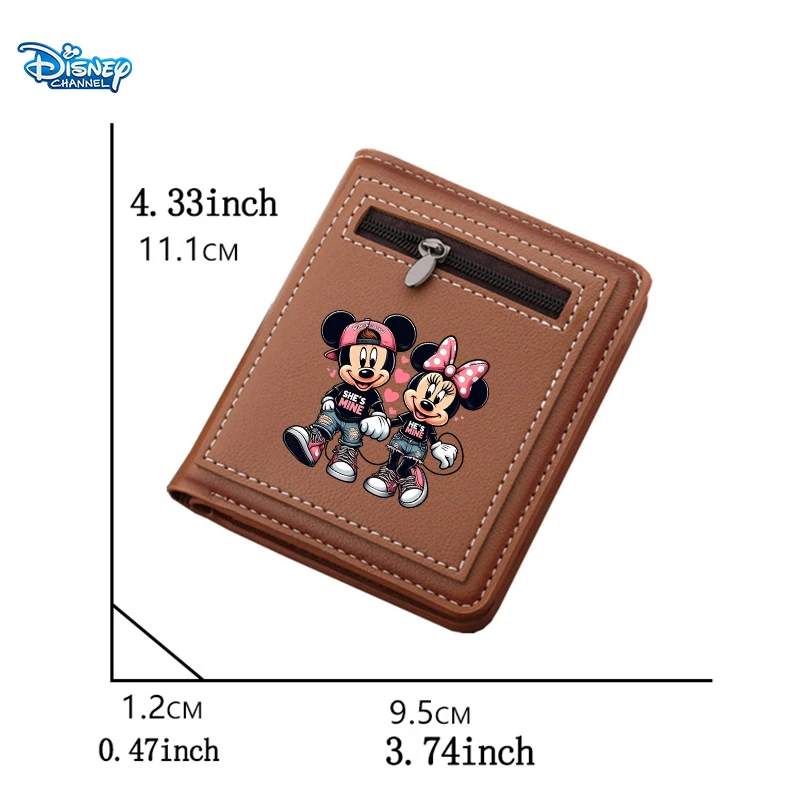 Mickey Mouse Minnie Folding Wallets Disney Cartoon Anime Print Zipper Purse Fashion High-capacity Card Bag Zero Wallet Gift Hot