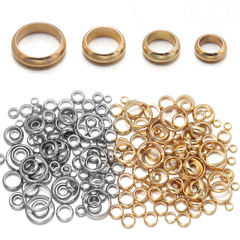 5-50pcs/lot Stainless Steel Spacer Beads 2-8mm Beads Big Hole Charm Beads For DIY Jewelry Bracelets Making Findings DIY Crafts
