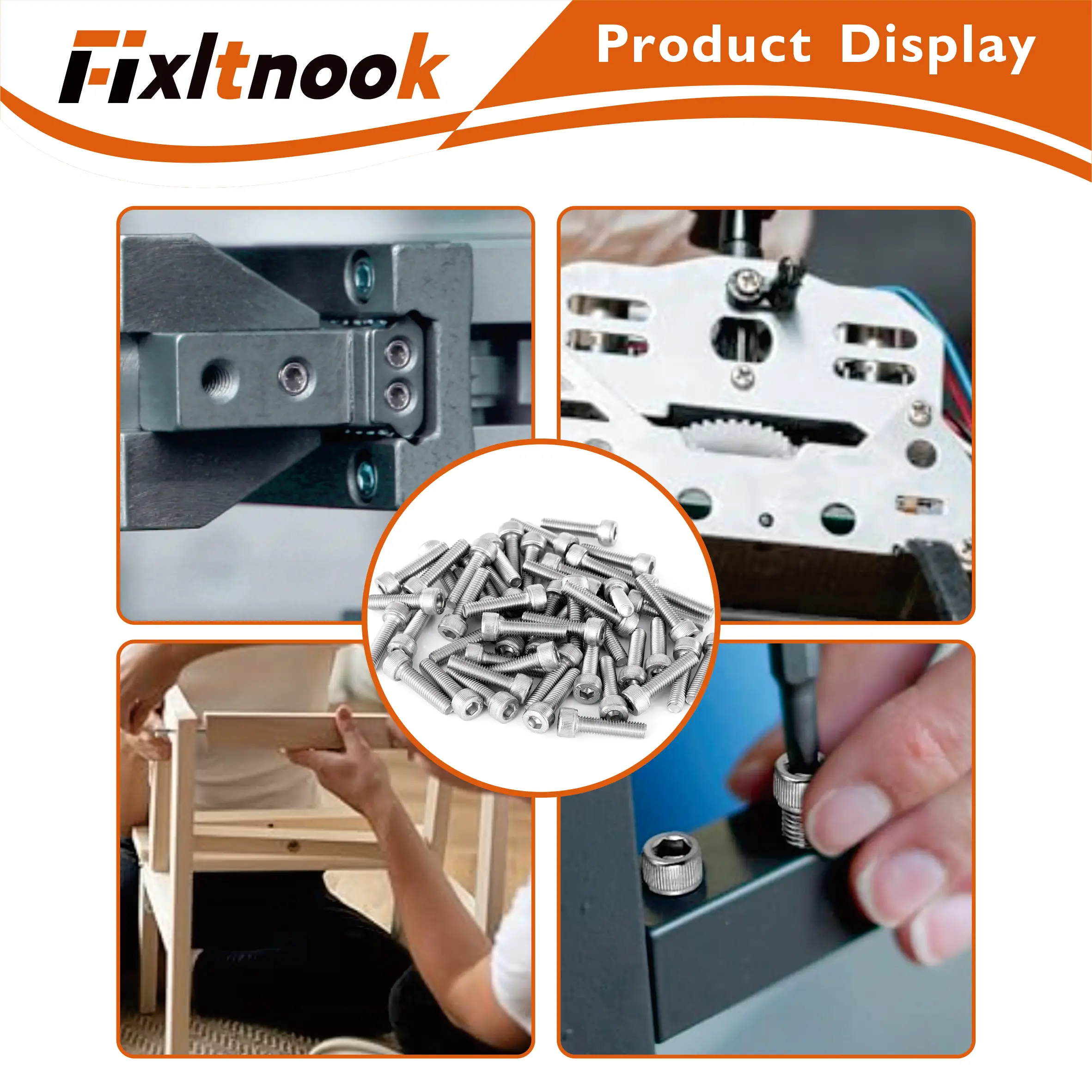 50 peças, conjunto de combinação de parafusos hexagonais de cabeça de copo de aço inoxidável 304, M8 10-40mm, unidade hexagonal métrica