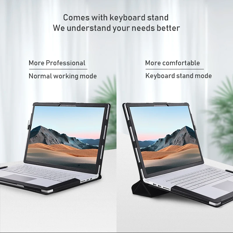 Imagem -03 - Estojo Protetor para Microsoft Superfície Livro 15 Polegadas Feito de Couro pu em Destacável com Suporte Multi-ângulo
