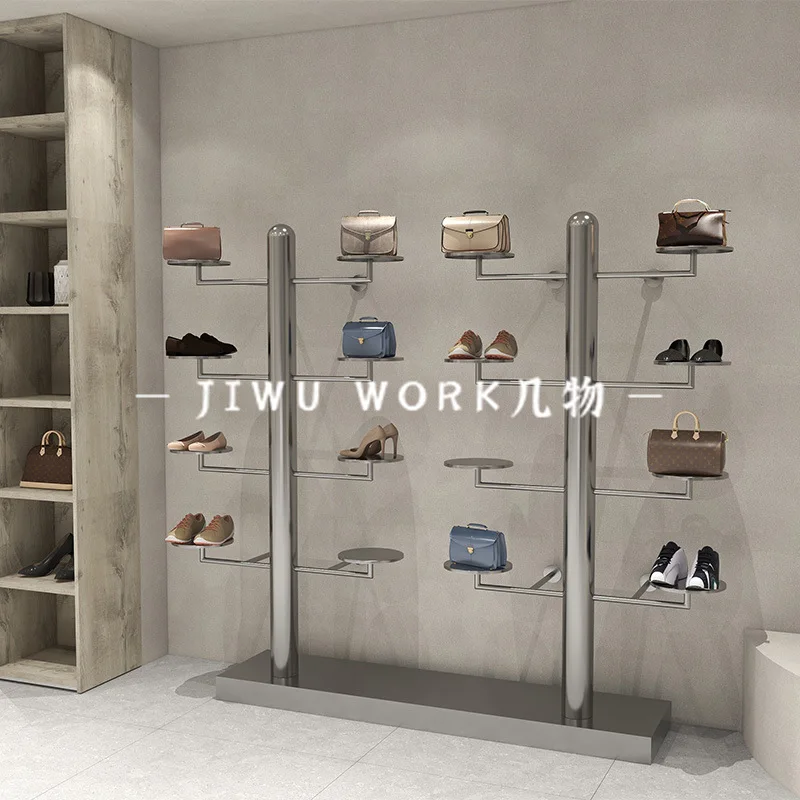 Shoe store shoe rack display rack stainless steel floor-to-ceiling shoe bag shelf display rack