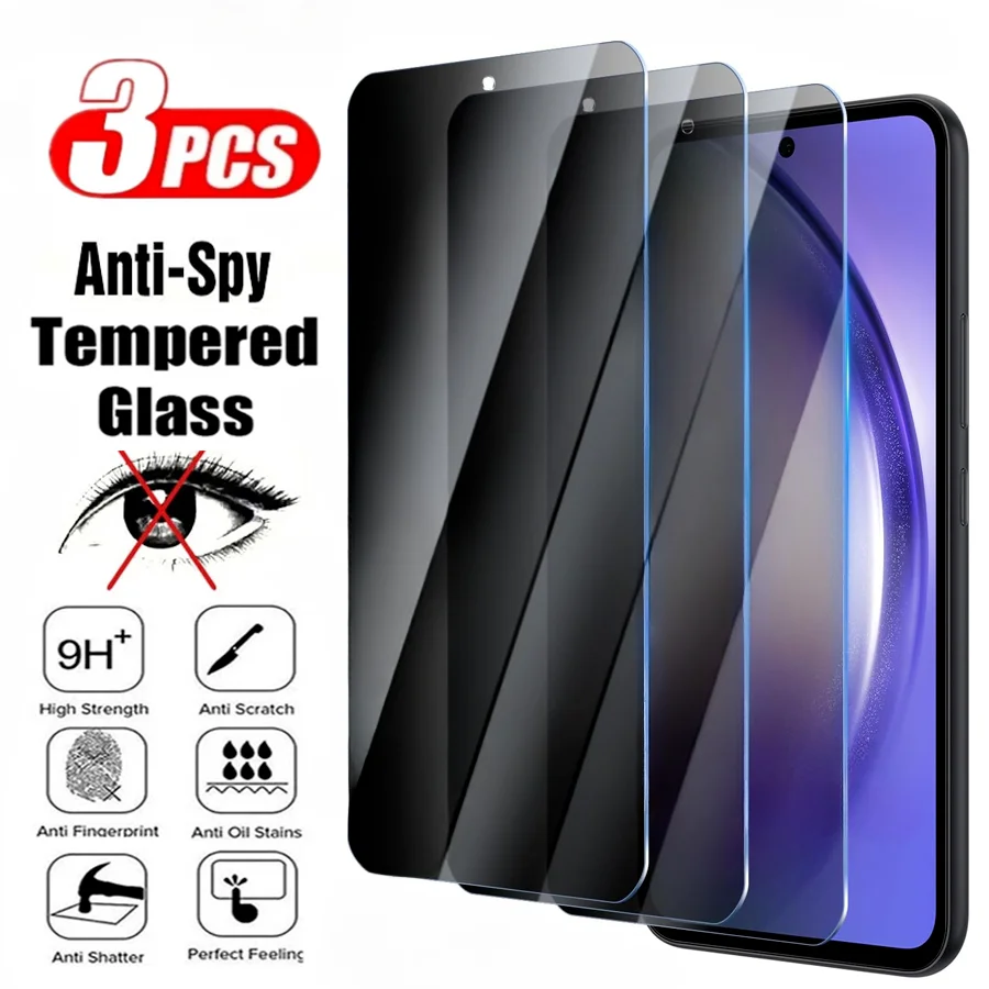 

3 шт., антишпионская защитная пленка для экрана для Samsung Galaxy A55 A15 A23 A35 A53 A73 5G, закаленное стекло для конфиденциальности для Samsung A54 A13 A14 A24