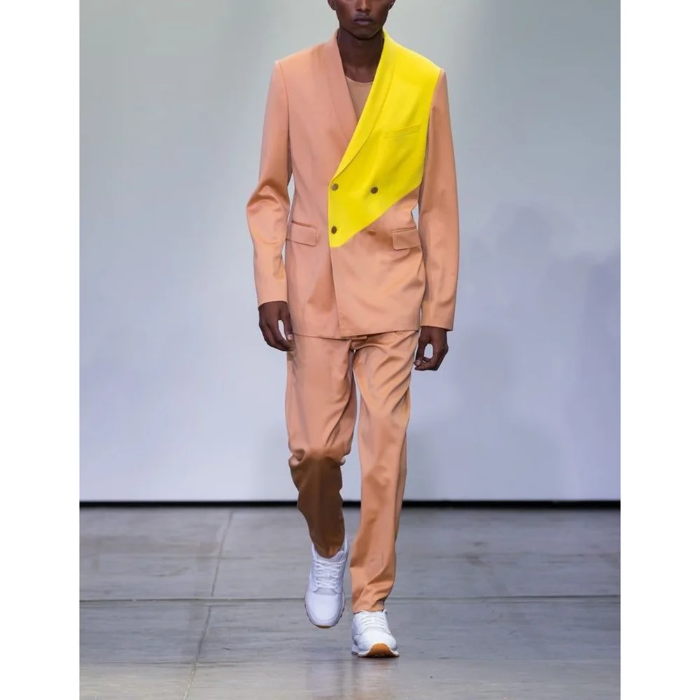 

Loose Double Breasted Peaked Lapel Men Suits Casual Shopping Fashion Man Sets Two Pieces (Jacket+Pants) Customized Clothing
