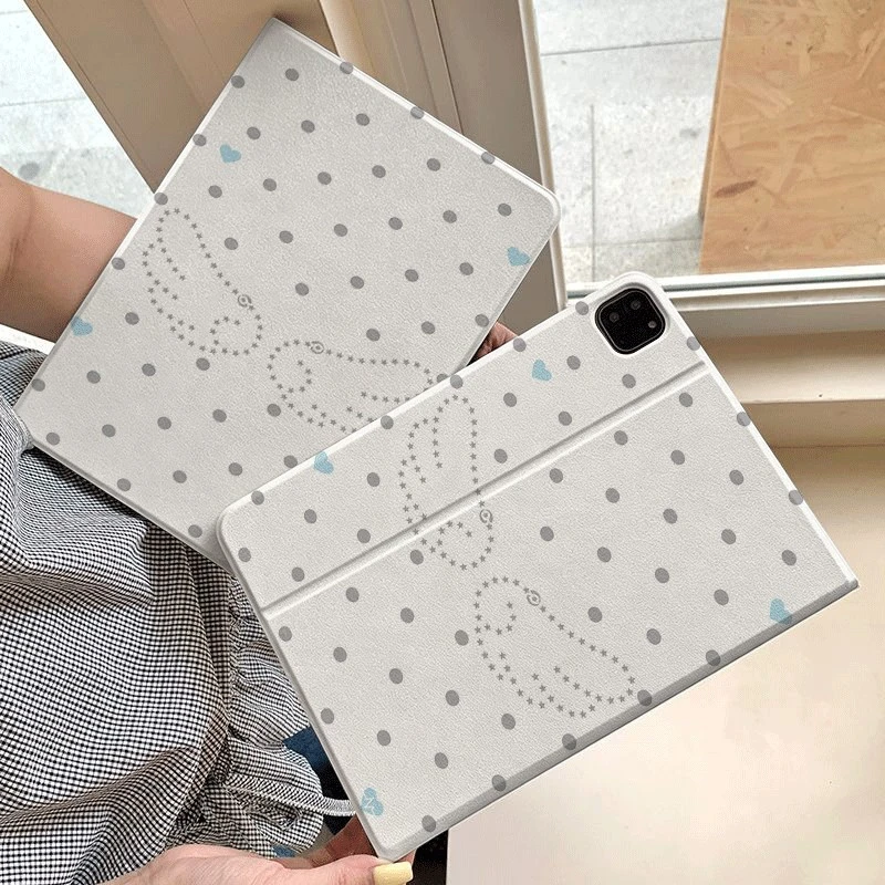 Cute Star Polka Dot Wing Book Style Tablet Case For iPad Pro 11 12.9 13 A16 M2 M4 M3 M5 5/6/7/8/9/10/11th Mini Air 3 4 5 6 Cover