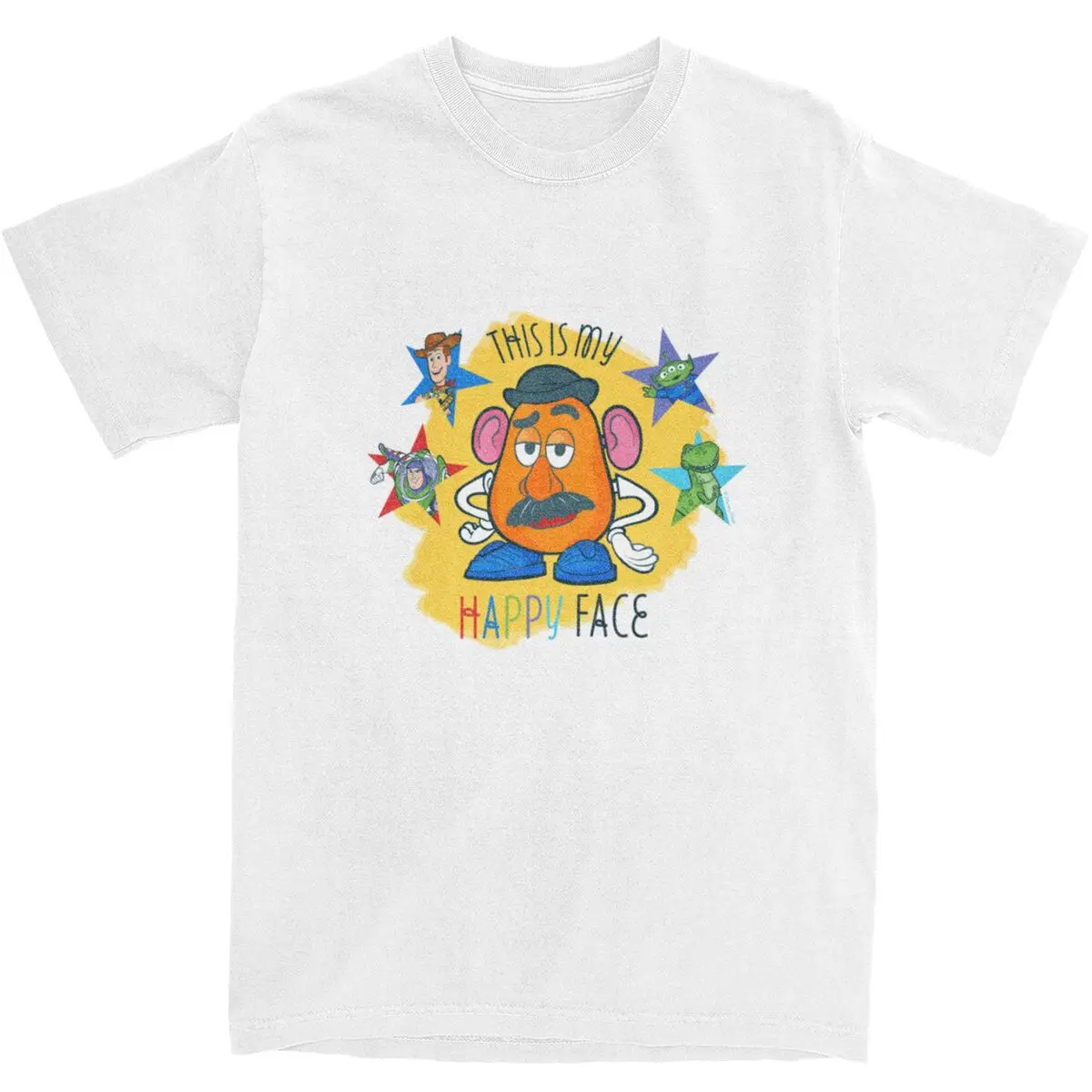 Couple T Shirt Mr. Potato Head This Is My Happy Face T-Shirts Trending Summer Tee Shirt Y2K Fun Design Pure Cotton Clothes Gift