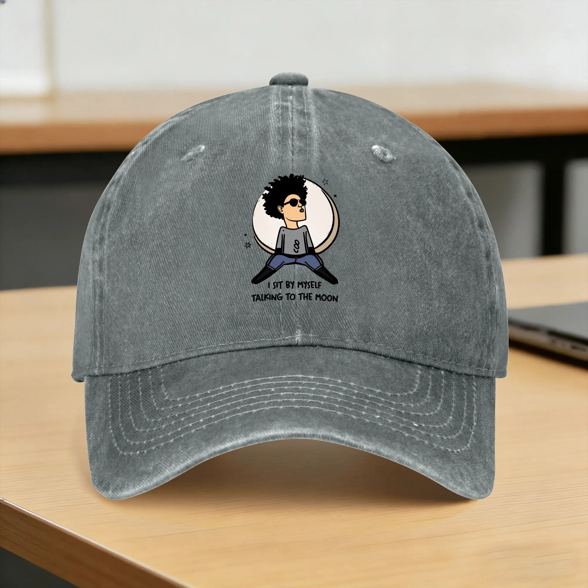 I Sit By Myself Talking To The Moon Casual Baseball Cap Summer  Trucker Hat High Quality Tennis Skate Snapback Cap Female Male
