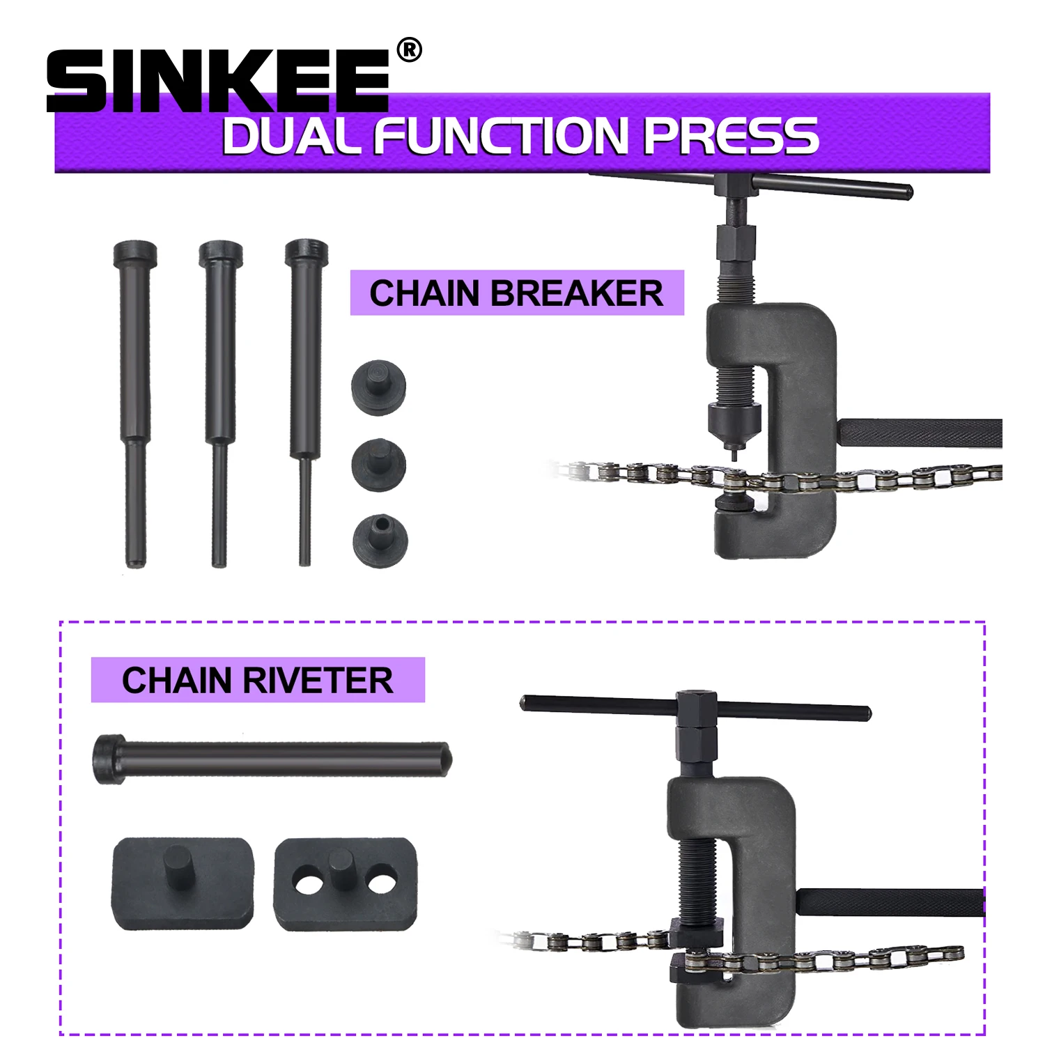 Motorcycle Bike Chain Breaker Splitter Link Riveter Universal Bikes Riveting Tool Set kit Cycling Accessories with Carry Box